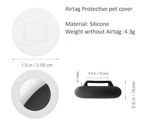 Small Premium Silicone Pet Collar Case (2 Pack), for Apple GPS Tracking Air-tag, Anti-Loss Apple GPS Case Holder Compatible with Cat Dog Collars Charms & Collar Tag Backpack (Black/White) — view 2