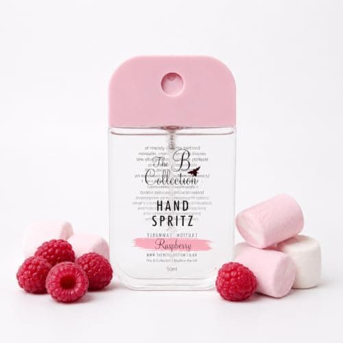 Hand Spritz Sanitiser, Glycerin Formula, Fast Drying, 50ml Cleanses your hands Travel,Hand Sanitiser Mini,Small Hand Sanitiser,Mini Travel Essentials, 6 different scents (Raspberry)