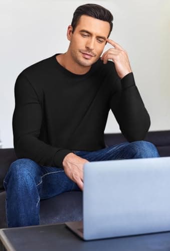 Ekouaer 3 Pack Thermal Vests for Men Long Sleeve Tops, Black 3 pcs M — view 4