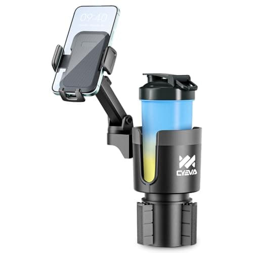 CYEVA 2 in 1 Car Phone Mount - Long Arm with 360° Rotation, Compatible with All Smartphones, Black