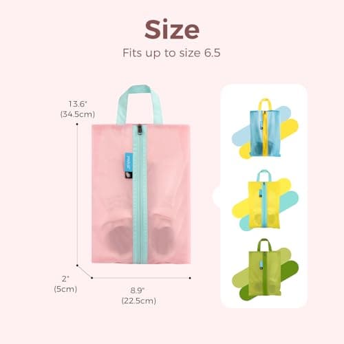 pack all Kids Shoe Bag for Travel, Water-Resistant Shoe Pouch, Pink — view 6