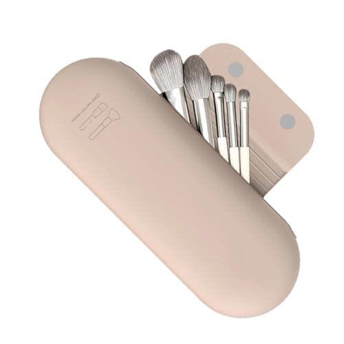 ZXTGBQ Silicone Makeup Brushes Bag Washable Cosmetic Brushes Holder Travel Silicone Cosmetic Bag Soft and Portable with Anti-Fall Out Magnetic Closure for Women Girls (Khaki) — view 2