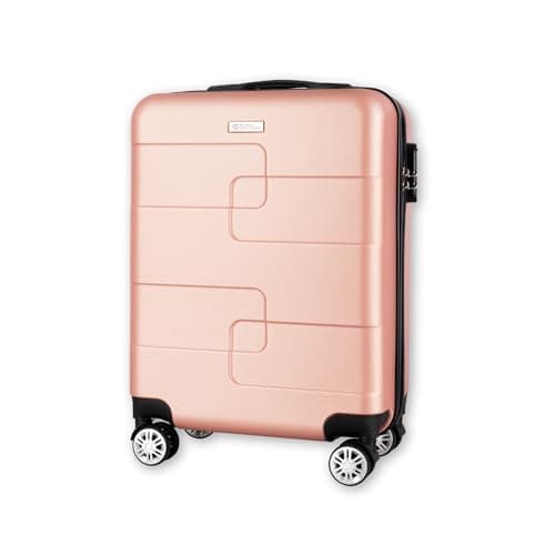 WORLD EXPLORER Rose Gold Cabin Suitcase 55x40x20cm, 34L ABS Shell, 4 Wheels