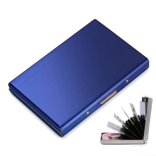 Zenllihome Stainless Steel Credit Card Holder, for RFID Blocking Metal Card Case with 6 Slots, for Slim Pocket Organiser for Business Cards & ID, Secure Travel Walle(Blue)