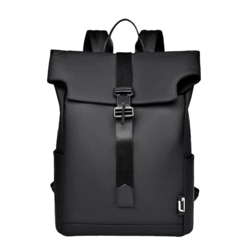 Gyios Backpack unisex Men’s Flip‑cover Magnetic Buckle Backpack, Multifunctional Large‑capacity Laptop Daypack For Casual Outdoor Travel-black