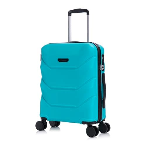 Rocklands® Cabin Suitcase 55x40x20cm Hard Shell TSA Lock, 4 Spinner Wheels, Lightweight Hand Luggage Small Bag, Approved for 100+ Airlines Including Ryanair, EasyJet (Turquoise, Cabin (20 Inch))