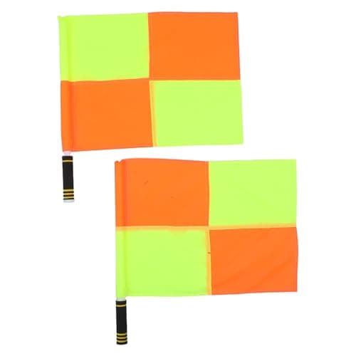 Healvian 2pcs Referee Signal Flags for Football Soccer Volleyball – Starter Umpire Kit with Non-Slip Sponge Handles, Large Checkered Design, Carrying Bag Included – Linesman Tools for Track