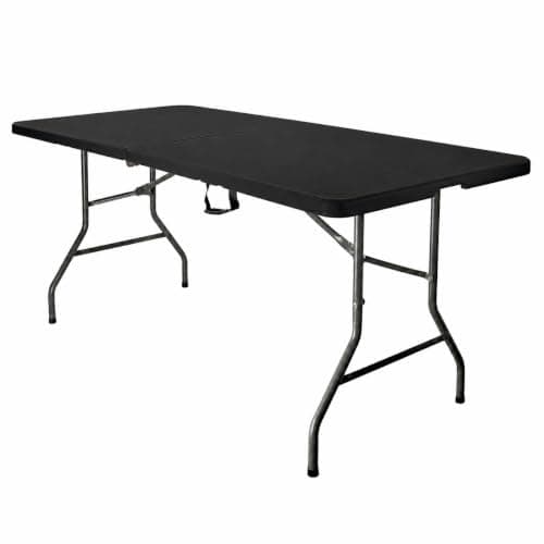 House of Home 6ft Folding Picnic Table Heavy Duty Seats 8, Black