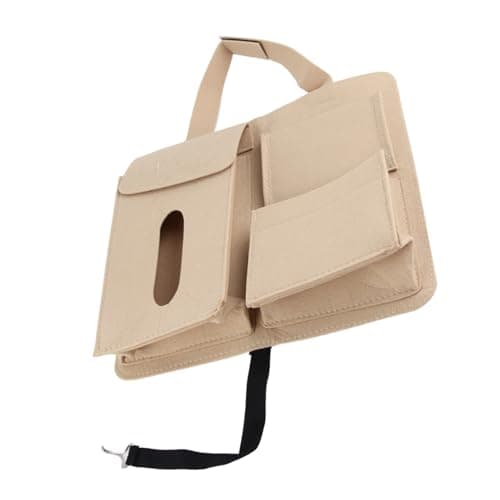Omquot Car Back Seat Hanging Bag, Large Capacity, Multifunction Organiser for Travellers, Felt Material (Beige) — view 6