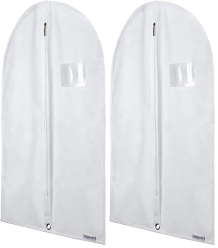 Hangerworld 1 x Breathable Garment Bag/Garment Cover Non-woven Fabric - Size 30" x 18" (76cm x 46cm) - White - Ideal for Baby and Toddler Clothing (Pack of 2)