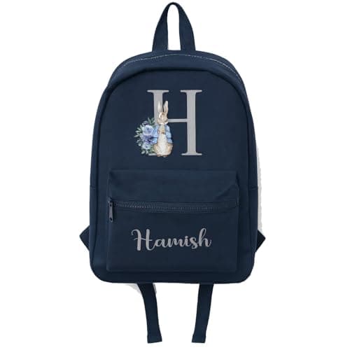 Hoolaroo Personalised Backpack Baby Toddler Rabbit Rucksack Girls Boys 35 x 23 x 12 cm Nursery Baby Gift (Navy)