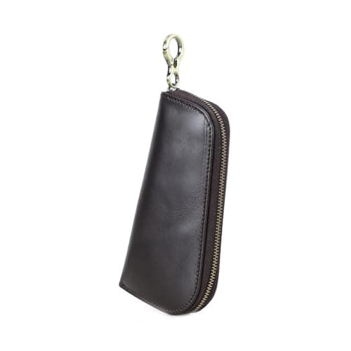 HGENAHGTF Genuine Leather Manicure Set Case Travel Nails Clippers Pouches Empty Grooming Set Storage Organizers with Keyring Gift Leather Manicure Case Grooming Organizers