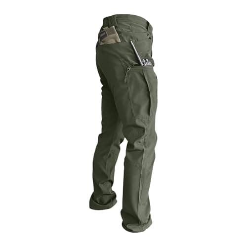 AMDOLE Work Trousers Men Stretch Tactical Work Pants Multi-Pocket Elastic Waist Cargo Trousers for Men UK for Hiking Outdoor Camping Casual Lightweight Durable Waterproof Trouser Blackish Green #3 XL — view 6