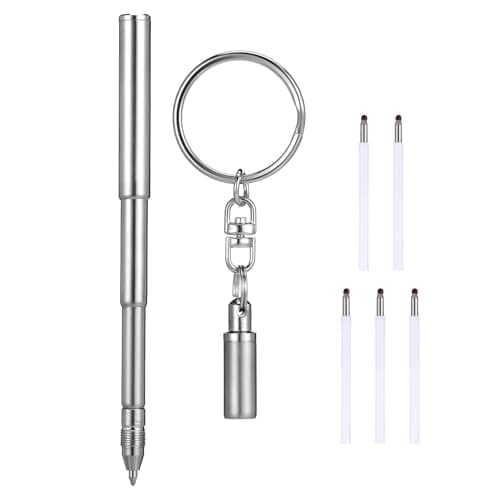 Milisten Stainless Steel Ballpoint Pen Keychain with Smooth Writing and Telescoping Pen Tool for Travel and Back to School Decor
