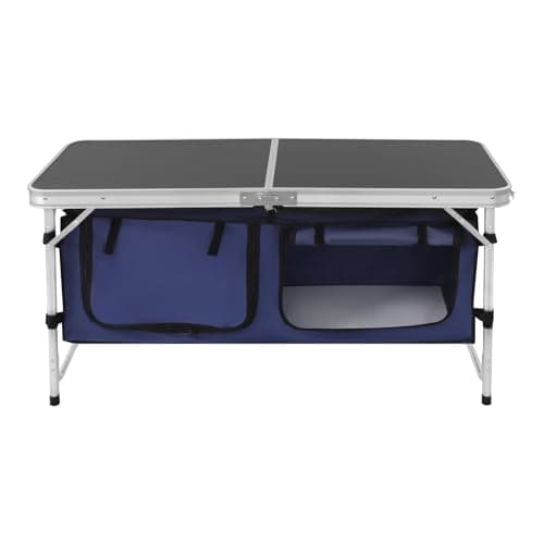 panfudongk Folding Camping Table,Camping Cupboards And Storage Folding Camping Kitchen Unit With Dual Panels Und Adjustable Legs For Outdoor, Hiking, Picnic,120 * 47 * 70cm — view 4