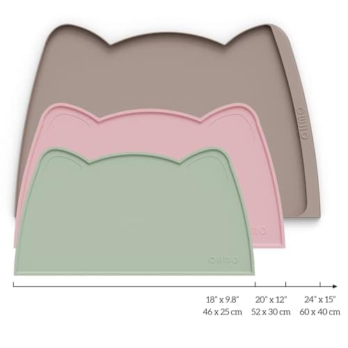 OHMO Silicone Cat Food Mat for Food&Water Bowls, 46x25cm, Sage Green — view 2