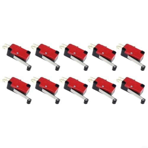 for V-156-1C25 Limit Switch 10 Pack SPDT Long Roller Actuator for 3D Printer for CNC Router Metal Travel Switch for Red and Black Terminals — view 3