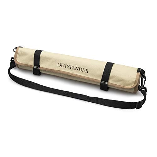 OUTSTANDER Chefs Knife Roll Bag with 11 Slots, Heavy Duty 16OZ Waxed Canvas Knives Case for Camping, Waterproof Storage Tool Wrap for Equipment of Chef, Comes with Shoulder Strap (Beige) — view 2