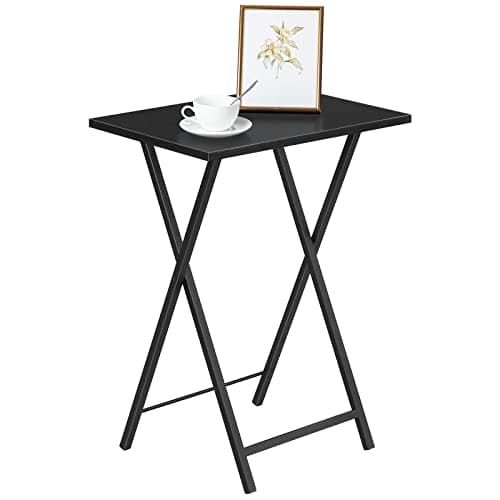 HOOBRO Folding Tables 2 Set, TV Tables for Eating Foldable, TV Tray Table, Small Sofa Laptop Dinner Table for Small Space, Metal Frame, Black EUBK25BZ01 — view 5