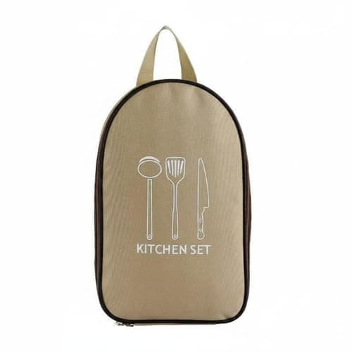 Fonowx Outdoor Kitchen Storage Utensil Organizer Bag Case Carrier with Padded Tool Protection and Multi Section Layout Suitable for Camping Hiking Travel, Beige