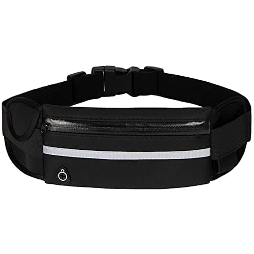 Running Belt with,Sweatproof waistpacks with,Running Belt Waist Pack with,Adjustable with Reflective Strips,with Headphone Jack,Perfect for Running and Outdoor Activities(Black)
