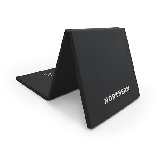 NORTHERN Yoga Mat Exercise Fitness, Tri-Fold Foam Mat, Extra Thick Non-Slip Large Padded Stretching Home Gym Equipment Accessory, 3-Folding Multi-Purpose Workout Mat with Carrying Handle — view 2