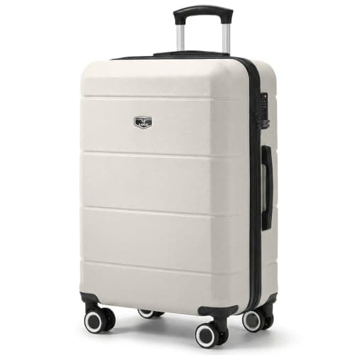 LUGG 24 Inch Jetset Suitcase Hard Shell Case 4 Wheel Travel Bag Lightweight ABS Material with TSA Lock Approved for Travel with easyJet, British Airways, RyanAir, Virgin Atlantic (65x44x25.5cm)
