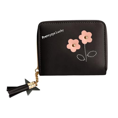 2026 New Arrivals Backpack Women's Purse for Women with Tassel, Cute Flower Zipper Purse, Multifunctional Card Holder for Daily Use, Perfect for Commuting (Black, One