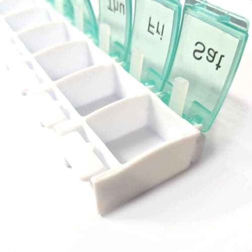 7 Day Pill Box Set of 2 Organiser Medicine Storage Box Tablet Organiser Dispenser Weekly Storage Pill Case 1 Times A Day Easy Open Push Button Ideal For Medical Supplies Tablets, Vitamins And Capsules — view 5
