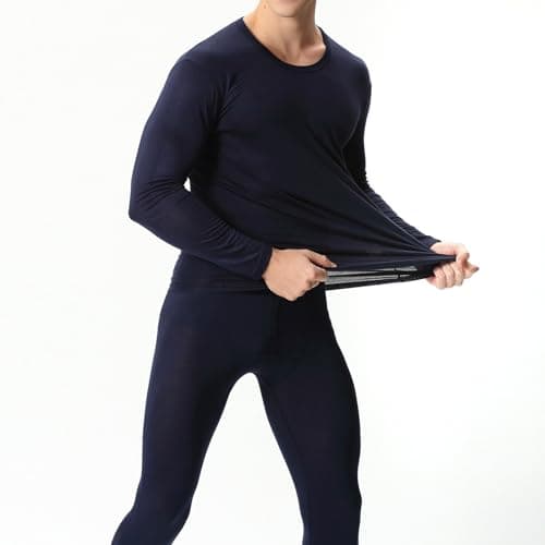 Men's Thermal Underwear Set Fleece Lined Base Layer,Winter Warm Long Sleeve T Shirts and Pants for Cold Weather Protection with Comfort Stretch Fit and Moisture Wicking (Dark Blue, XXXXXXL) — view 5