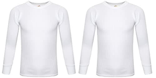 SOFTY® 2 Piece Unisex Children Kids Thermal Underwear Long Sleeve Top Warm Vest School (UK, Age, 3 Years, 4 Years, Regular, White)