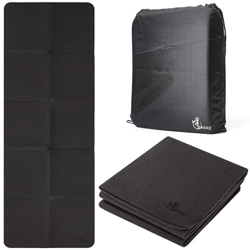 EXERZ Foldable Yoga Mat 6mm Non Slip Travel Exercise Mat with Carry Bag