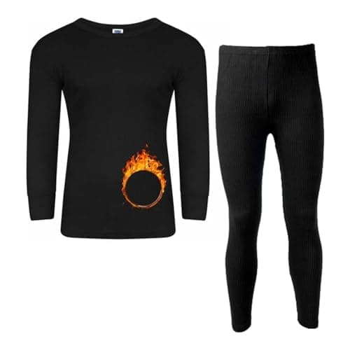VEARZ® Men Thermals Underwear Long Johns Trouser Winter Baselayer Bottoms Warm Vest T-Shirt Top Full Set Body Warmer For Mens Plus Size S-2XL Black-Long Sleeve-M