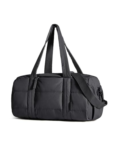 bagsmart Gym Bag for Women Puffy Yoga Mat Travel Weekender Duffle Bag,Black