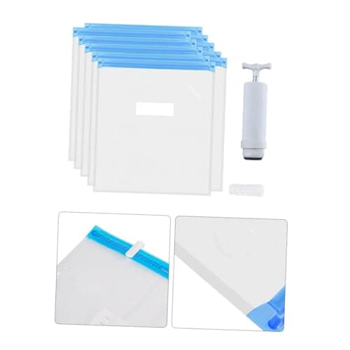 HOOTNEE Vacuum Compression Storage Bags Set with Pump, Nylon Carbon Fiber Material, 5 Reusable Space Saver Bags with 2 Sealing Clips and 5 Desiccants, Dustproof Organizer for Travel and — view 4