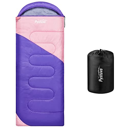 Pystuvo Sleeping Bag for Adults,4 Season Sleeping Bag,Lightweight,Waterproof Indoor & Outdoor Use,Purple+Pink