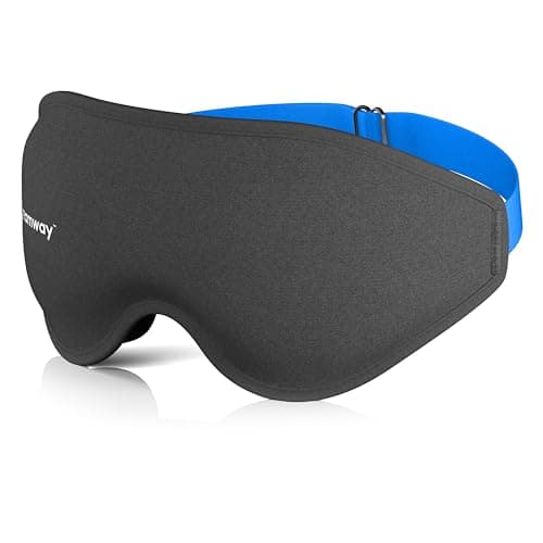 Dreamway 100% Blackout Sleep Mask - 3D Contoured - Memory Foam - Ice Silk Fabric - Seamless Fit - Includes Storage Pouch - Blackout Mask for Sleeping - Sleep Mask for Eyes (Black/Blue) — view 6