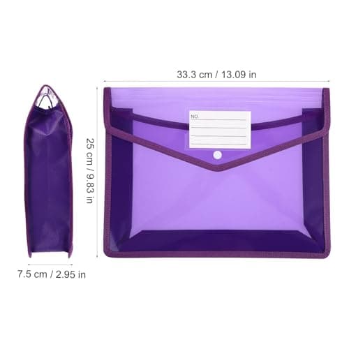 5pcs A4 Document Bag PP Button Closure File Envelope — view 2