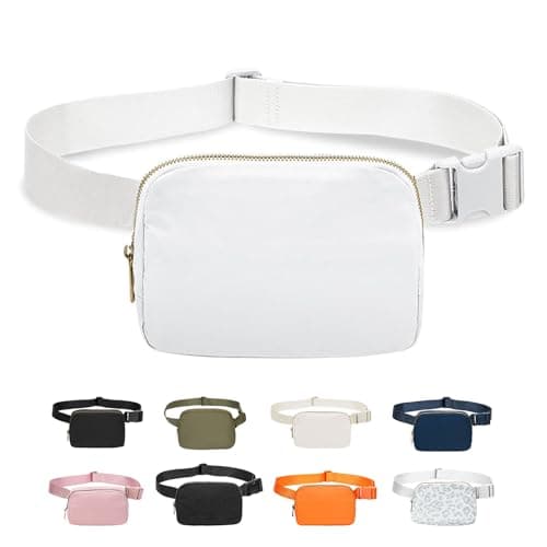JENCVNL Belt Bag for Women Men, Fashion Bumbags for Ladies Small Crossbody Bags Fanny Pack Lightweight Waist Pack with Adjustable Strap for Running Hiking Workout Traveling (White)