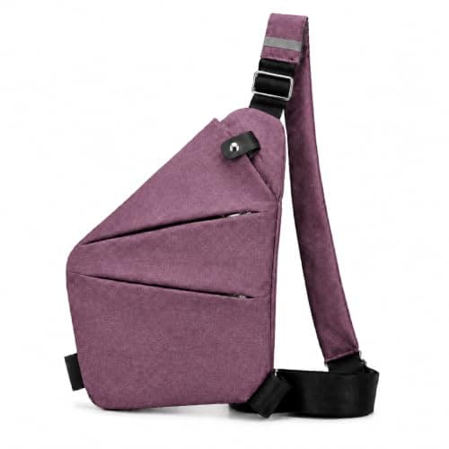 CSKKYO Crossbody Bag for Women Men, Anti Theft Sling Bag, Slim Water Resistant Travel Shoulder Bag with Hidden Pockets for Passport Phone Purse (Purple)