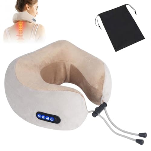 Neck Massager, Newly Upgraded Rechargeable U-Shaped Shoulder and Neck Relaxer with Drawstring Bag, 3D Deep Tissue Kneading, 3 Levels of Intensity and 3 Modes, Massage Cushion for Travel,Office,Drving