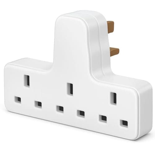 Plug Adapter, 3 Way Plug Adapter UK Wall Socket Plug Extension 13A Mains Adapter Plug UK Multi-Socket Power Extender Adaptor for Home, Office, Kitchen Compact & Lightweight