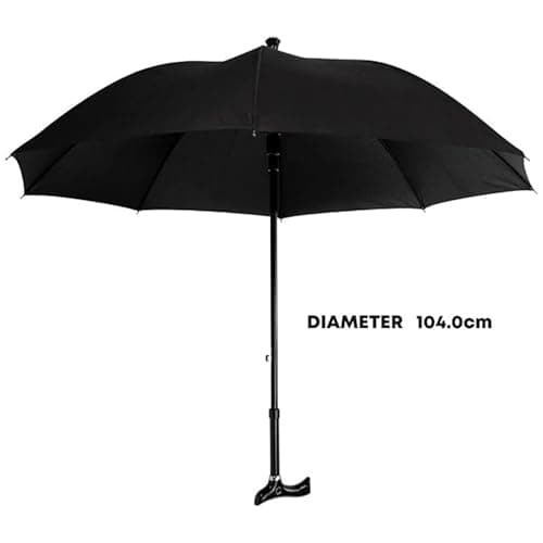 2-In-1 Walking Stick Umbrella – Heavy-Duty Windproof Frame with Cane Handle – Lightweight Hiking & Climbing Support – Outdoors Sunshade Black 104cm Canopy — view 2