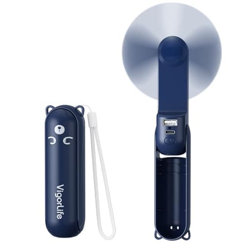Morelax Portable Handheld Fan Mini Folding USB Rechargeable Blue