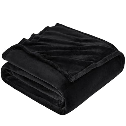 EHEYCIGA Throw XL Fleece Throw Blanket for Sofa 130x178cm, Black
