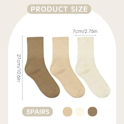 FUIPVGI 3 Pairs Thermal Socks for Women Winter Warm Boot Socks, Soft Thick Merino Wool Sock, Comfy Crew Work Hiking Sock for Men Women (Khaki) — view 4