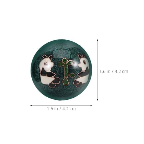 2pcs Hand Massage Balls with Solid Bearing, Enamel Green Panda Design — view 2