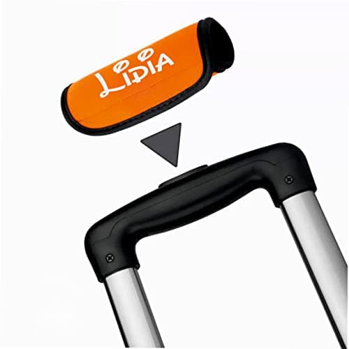 Nametape Express - Luggage Handle Wrap/Cover for Suitcase/bags Grip/Case Identifier perfect for travel Neoprene Wrap printed with name Luggage Tag (Orange, Twin Pack) — view 3