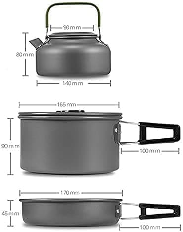 Queta 10-Piece Cookware Kit Picnic Pots Cookware Camping Set for Camping Outdoor Hiking Picnic BBQ, Foldable Camping Pots, Fda Certified — view 6