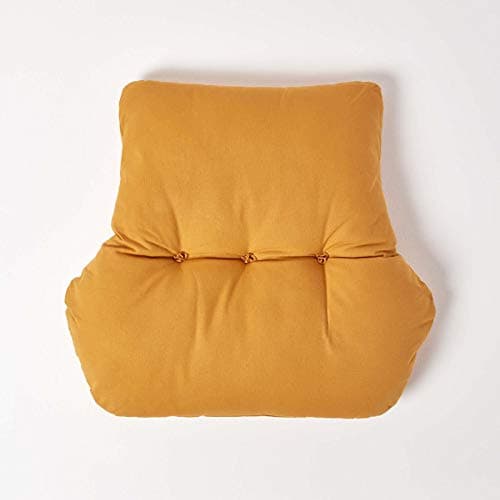 HOMESCAPES Mustard Yellow Back Support Cushion Thick Lumbar Cushion for Armchair, Desk Chair or Sofa Soft 100% Cotton Orthopaedic Posture Cushion, 15cm Deep — view 3